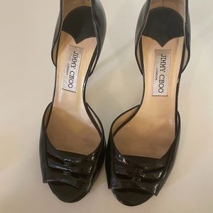 Jimmy Choo Black Patten High Heel Sandals